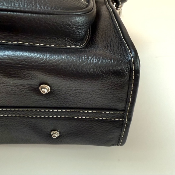 DOONEY & BOURKE Black Leather Double Pocket Tote Women's Satchel Shoulder Bag - Picture 8 of 11